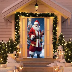 Elastic Room Door Decoration Set, Simple Installation Christmas Door Cover Banner, Happy Holidays Door Hanger for Home Indoor Outdoor Party Decorations