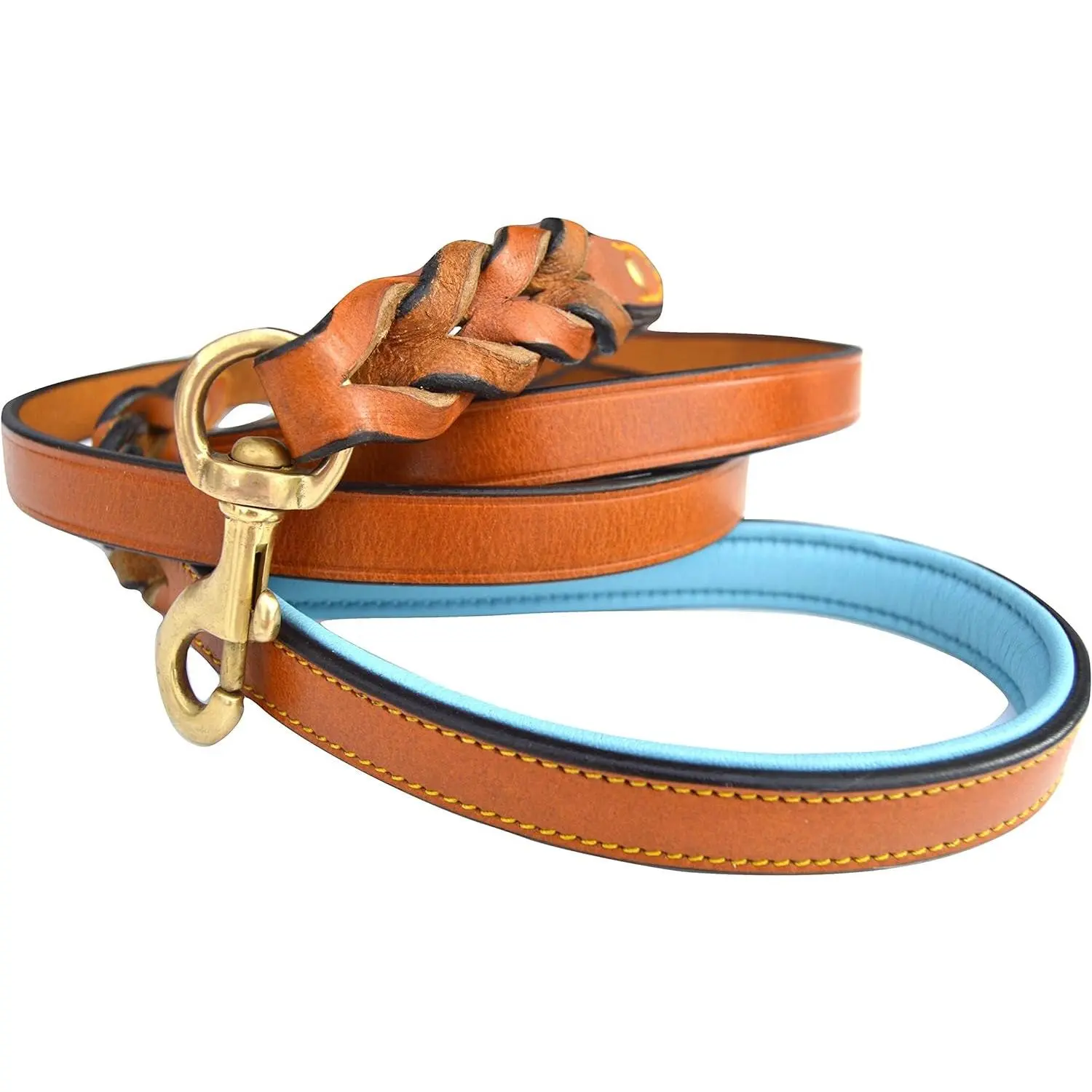 Beautiful Genuine Leather Braided Dog Leash, 6Ft X 3/4"