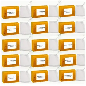 Lemon Turmeric & Kojic Acid Soap Bar, Summer Acne Face & Body Wash for Men & Women, Daily Skincare Cleanser Sets with Soap Saver Bags, Christmas Gift