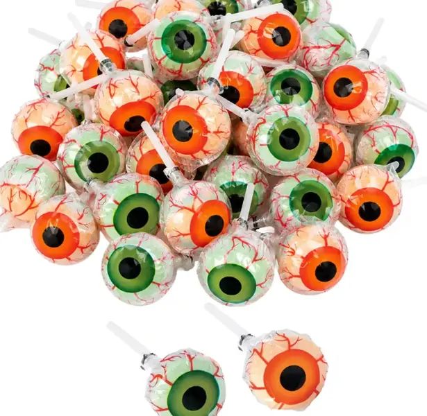 1 lb. Eyeball-Print Tart Fruit-Flavored Lollipops Assortment - 1" 36 Pc.