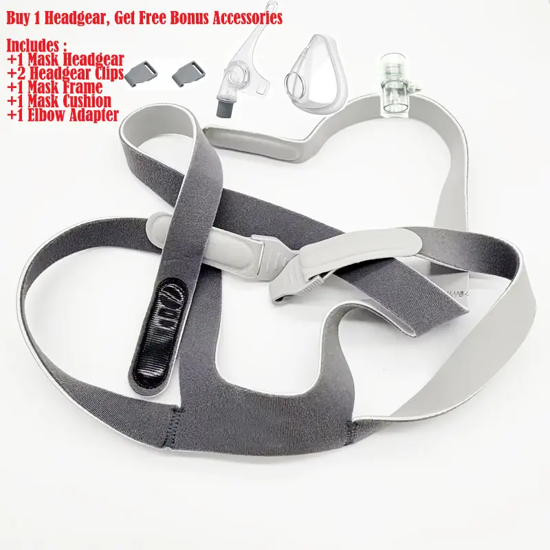 Dream Wear Universal Headgear Strap Full Face Mask Replace Part, 4-Point Adjustable ,Comfortable Durable Stretchy Material, Standard Gray