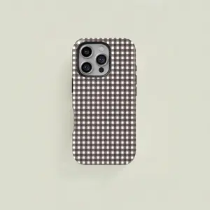 Luxury Gingham Pattern Dual Layer Protective Case Cover, Shockproof Anti-Fingerprint Tpu Material, Fits Samsung Galaxy & iPhone Series