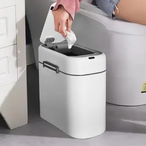 2.2 Gallon Smart Trash Can for Bathroom Toilet, 9L Automatic Bin with Motion Sensor Waterproof Mute Design, Easy to Clean Mini Save Space Suitable for Toilet Bedroom Office