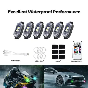 Car Motor RGB LED Strobe Light Waterproof Wireless Remote 10 Modes Super Bright Car Motorcycle Exterior Decor Light