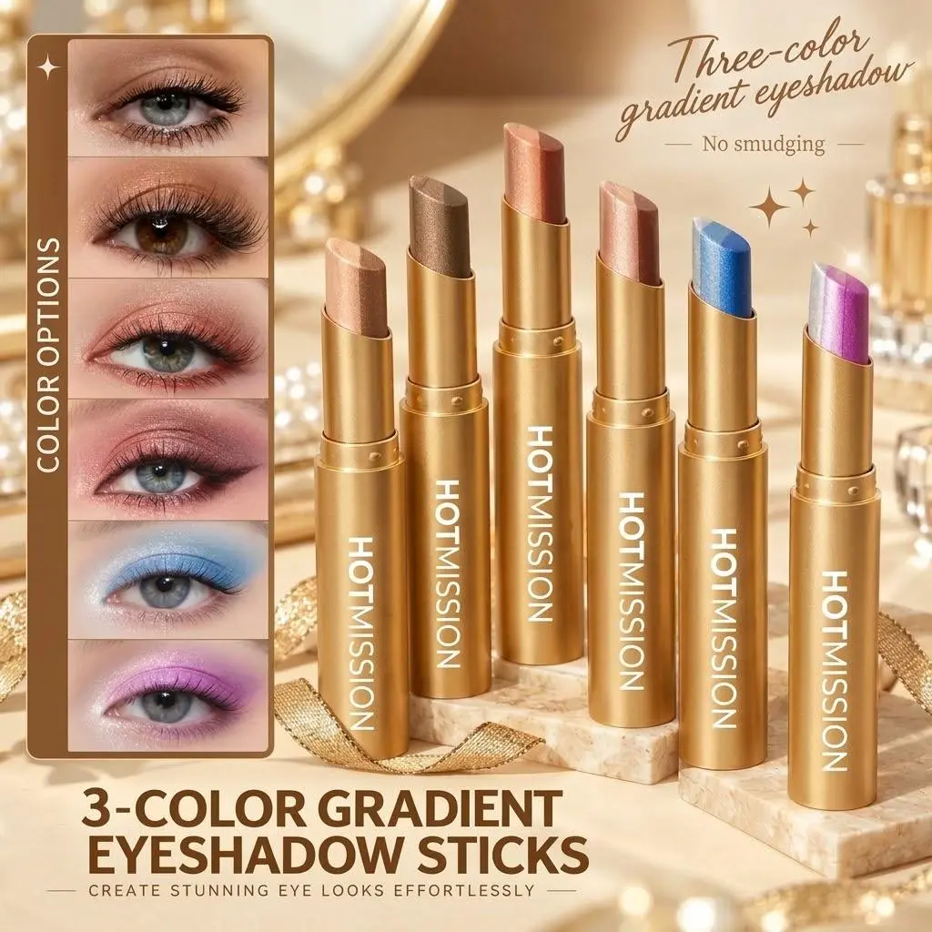 Multi-Buy Discounts-[Hotmission]-3-in-1 Easy Eyeshadow Stick for BeginnersSmudge-Proof in Seconds, One-Stroke ApplicationCreamy Shimmer Trio Eyeshadow Stick