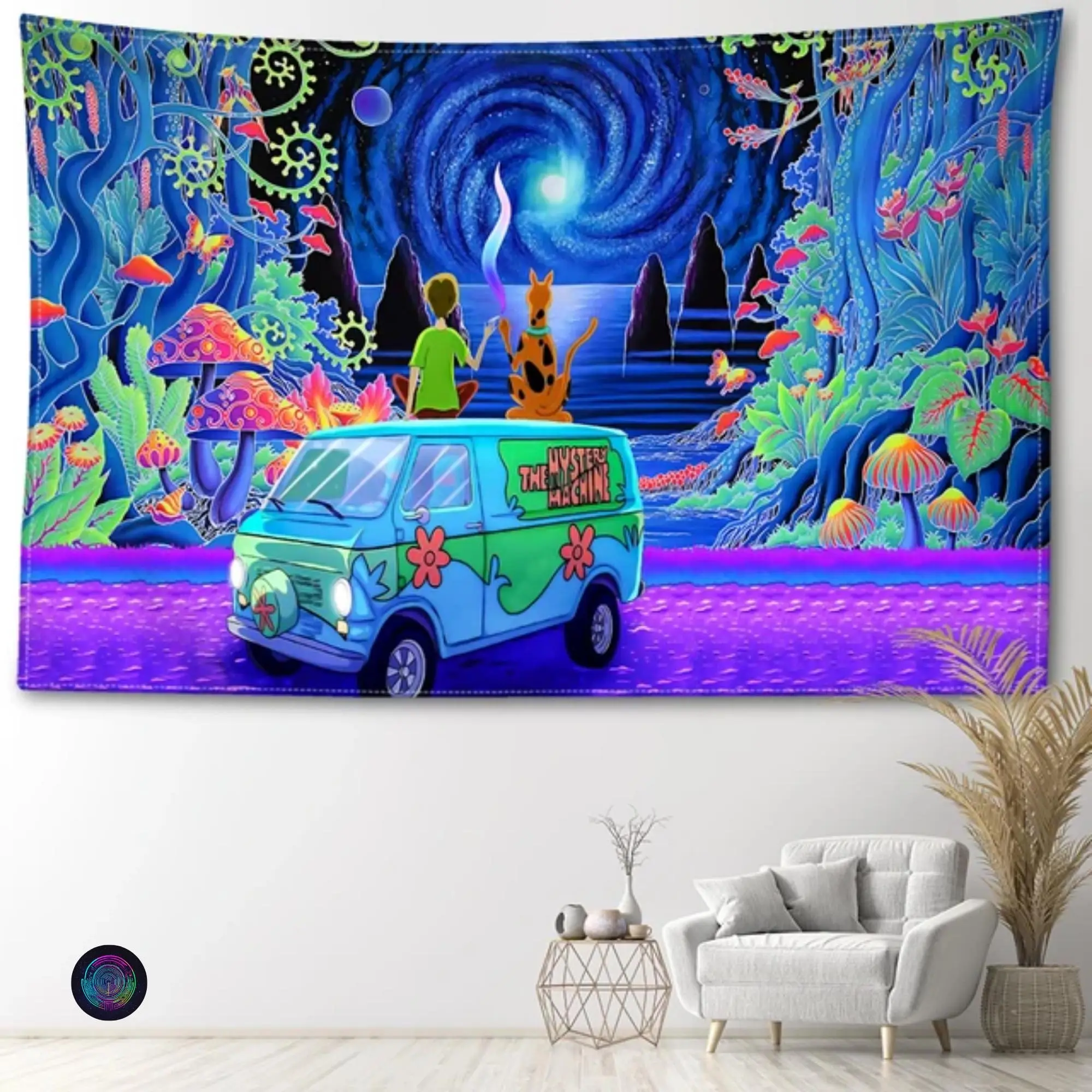 Dream World Pattern Polyester Rug, Boho Style Rug, Perfect for Living Room Bedroom Office, Free Installation Kit Included, 1pc Decorative Mat