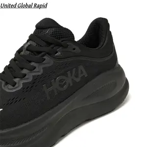 Matte Black Platform Running Shoes - Lightweight Mesh Upper with Thick Shock-Absorbing Sole for All-Day Comfort | Fashionable Sporty Kicks