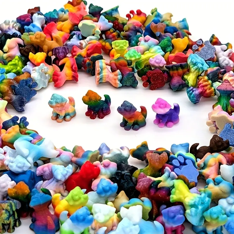 100pcs Colorful Dog Models, Animal Design, Perfect for Collecting & Indoor Home Decor, 3D Printed Small Dogs, Ideal Gift, High-Quality Plastic, Indoor/outdoor Use, Art Figurine, Collectible Home Decor