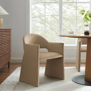 Talia Performance Velvet Dining Armchair in Taupe