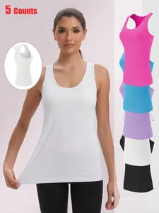 5 Pack Women's Racerback Tank Tops – Solid Color Sleeveless Basic Athletic Shirts, Slim Fit Workout Tops for Yoga, Gym, Running & Training #racertank #workouttop