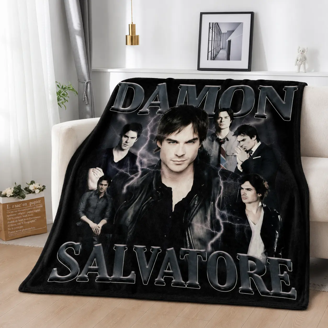 Soft Comfortable Funny Throw Blanket The Vampire Diaries Damon Salvatore Printed Blanket Warm Flannel Blankets And Blanket Bed Linings Birthday Gift