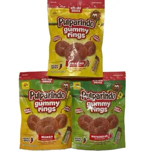 Pulparindo Gummy Rings Tamarind, Mango Or Watermelon with Chili Candy 9oz Mildly Spicy gum fruit pack Mexican Sour snack