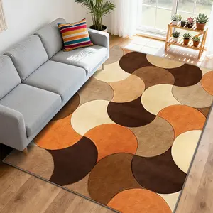 Soft and comfortable printed carpet, Geometric pattern rug, home decorative carpet, large living room carpet, sofa cushion, entrance mat, coffee table mat, bedroom carpet, bedside rug, suitable for various scenarios such as shopping malls, cafes