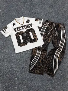 Men's Leopard Print Shirt and Pants Set, Casual Classic Style, Creative Graphic Design, Fashionable and Versatile
