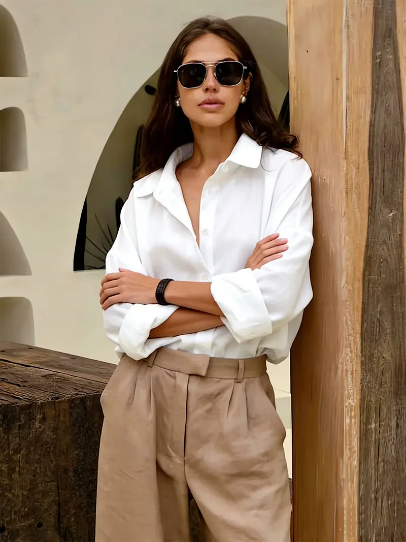 white fitted shirt women - TikTok Shop