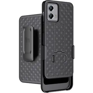 Case with Clip for Moto G 5G (2023), Nakedcellphone Slim Hard Shell Phone Cover with Kickstand and [Rotating/Ratchet] Belt Hip Holster Combo for Motorola G 2023 - Black