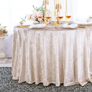120" Round Ice Crushed Velvet (200 GSM) Tablecloth - Champagne (1pc)