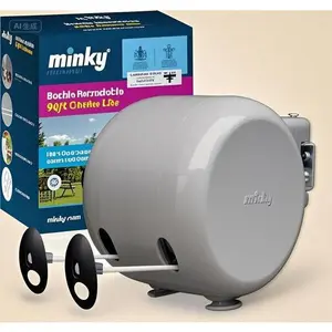 Heavy Duty Retractable Clothesline - PVC Coated Outdoor Drying Line - Space Saving Removable Laundry Rack - 2 x 49 Feet Durable Cord - Energy Efficient Clothes Drying Solution