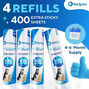 PETLOVERS Extra-Wide 9.4” Lint Roller Refills - 400 Sheets (4 Pack) for Efficient Pet Hair Removal on Floors & Carpets