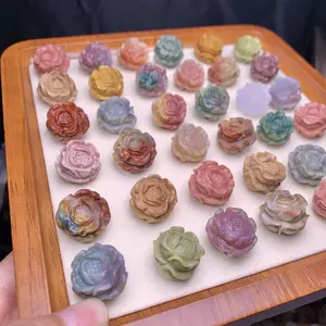 Natural Alashan agate 17mm+ Rose flowers DIY charms