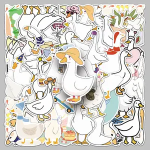 50pcs white goose cute cartoon animal graffiti creative stickers Funny Stickers pencil case glass souvenir album decorative stickers