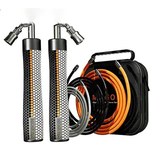 Weighted Jump Rope for Men Women -Interchangeable 1/5lb 1/4lb 1/2lb Heavy jump ropes - 360 Degree Spin - Length Adjustable,Ergonomics Leather Grip Skipping Rope for Fitness Weight Loss & More