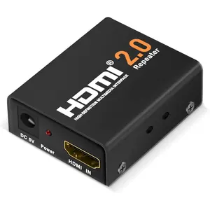HDMI Booster 2.0, 4K2K 1080P 3D HDMI Amplifier Repeater HDMI  Signal Amplifier Booster 18Gbps Bandwidth HDCP 2.2 Up to 60m/200ft Transmission Distance (Black)