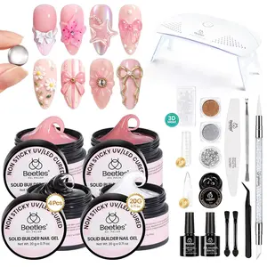 Beetles Solid Builder Gel for Nails, Clear Pink White Hard Gel for Nails 3D Sculpting Gel Non-Sticky Hand Carving Gel Nail Glue Extension Gel with Mold Chrome Nail Powder Tools Salon DIY Dealsforyoudays outdoorfun