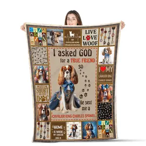 God Sent Me A Cavalier King Charles Spaniel Dog All Season Blanket, Cavalier King Charles Spaniel Dog Decor, Gifts For Dog Lovers, Sofa Throw Blanket Comfort Warmth Soft Blanket Fleece Blanket, Sherpa Blanket