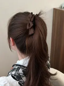 Minimalist Polyester Bow Banana Hair Clip, Elegant Barrette for Daily Wear, School, College, Stylish Hair Accessory