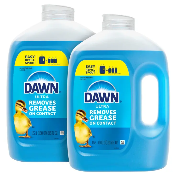 Dawn Ultra Dish Soap Refill Jug Large Size Original Blue Liquid Dishwashing Detergent, Powerful Dish Soap for Grease, 51.5oz (Pack of 2)