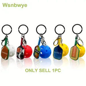 Wsnbwye Fitness Pickleball Keychain Set, Metal Resin Colorful Mini Portable Creative Gift, Backpack Accessory, Unisex, Ideal Gift
