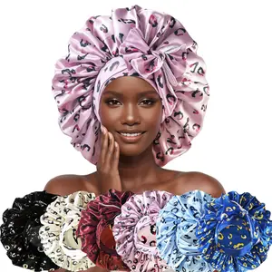 2pcs, Women Satin Solid Sleeping Hat Night Sleep Cap for Women Shower Caps Waterproof Solid Sleeping Hair Bonnets Adjustable Cap