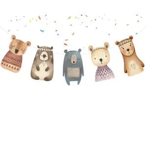 Whimsical Woodland Bears Banner - Charming Forest Friends Decor for Kids