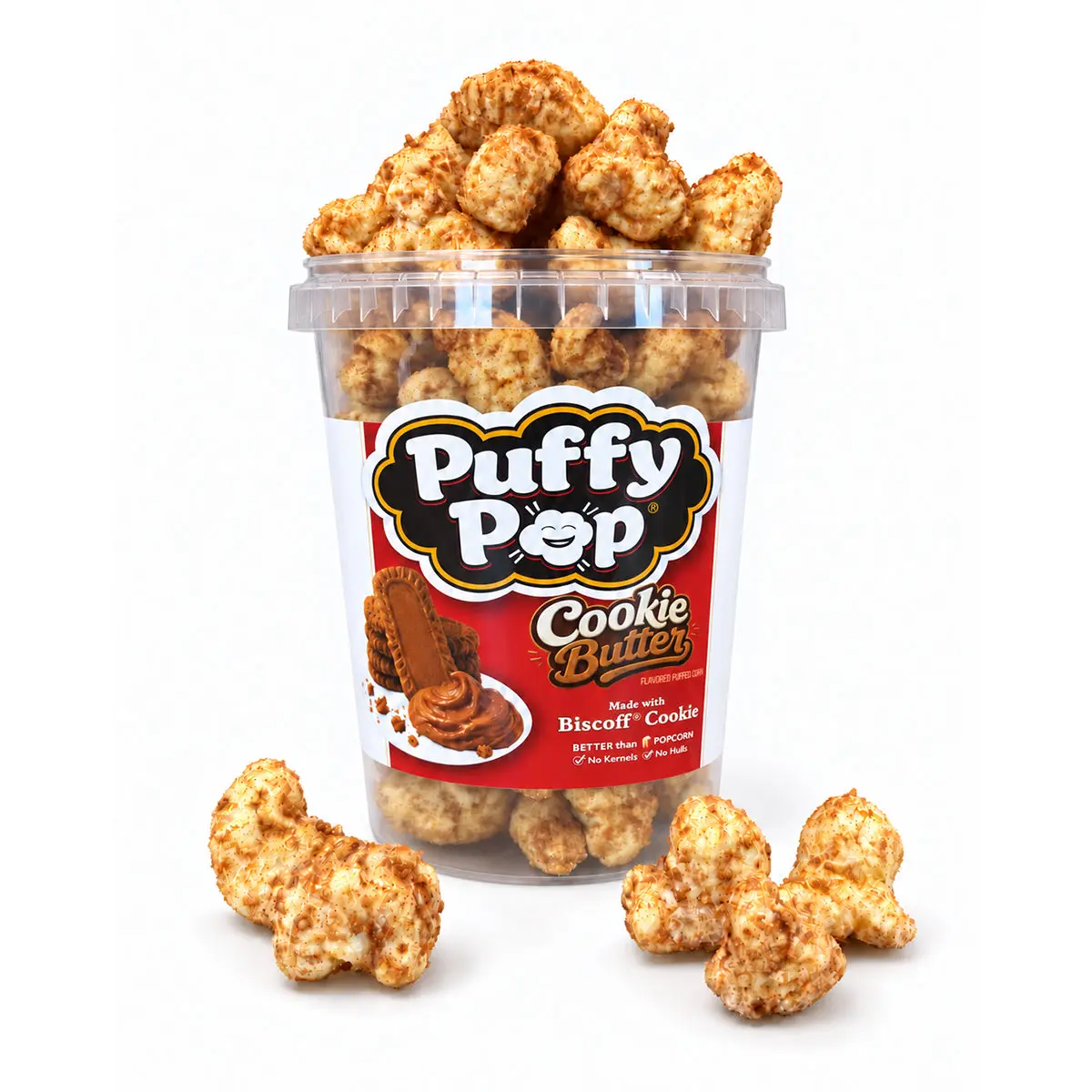 Cookie Butter Puffy Pop Popcorn Puffs - No Kernels, No Hulls - Easy to Eat Snack