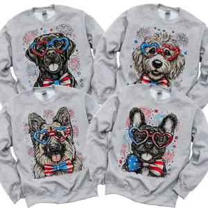 Patriotic Pups 4th of July Dog Hoodie - 50+ Dog Breeds, USA Flag, America 250, Unisex Crew Pullover, Polyester Yarn, Everyday Casual - KitchenEra