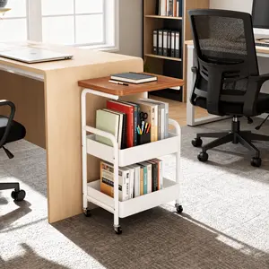 Perfect Desk Side Helper  Mobile Storage Table for Books, Office & Daily Essentials