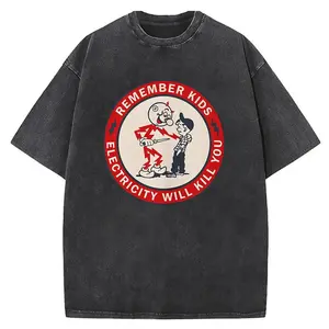Remember Kids Electricity Will Kill You T Shirt Funny Cartoon Tee