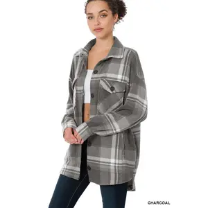 ZENANA Plaid Shacket With Pockets