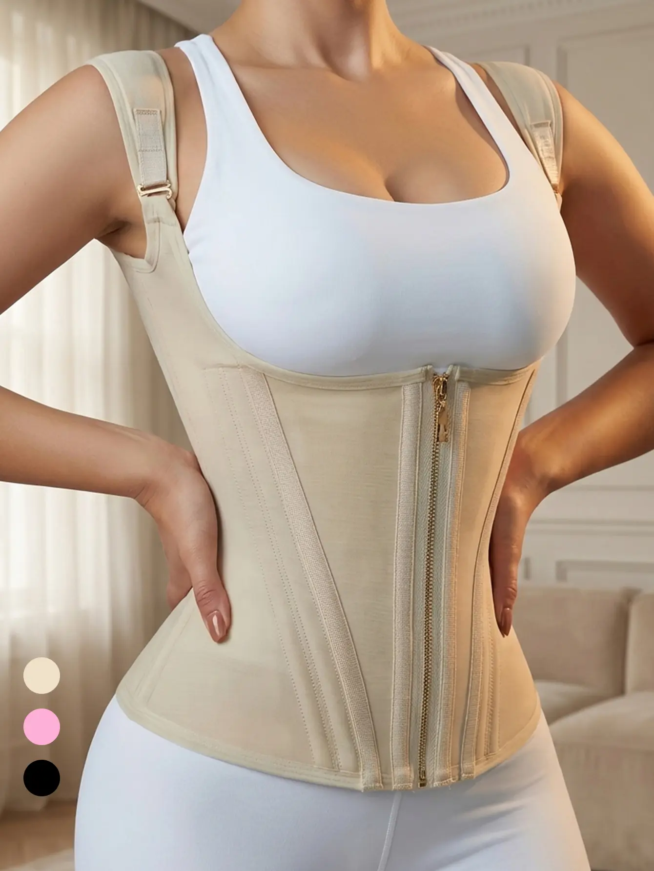 Womenswear Shapewear Tops bbl fajas Underbust Compression Waist Trainer Corset for Women Plus Size Tummy Control Body Shaper Vest Zipper & Hook Hourglass Cincher Work-Out Sweat Girdle athletic use