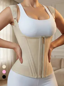 Womenswear Shapewear Tops bbl fajas Underbust Compression Waist Trainer Corset for Women Plus Size Tummy Control Body Shaper Vest Zipper & Hook Hourglass Cincher Work-Out Sweat Girdle athletic use