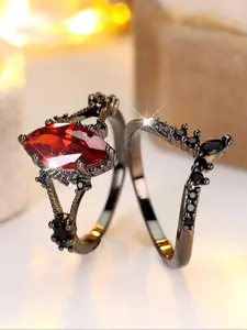 Vintage Artificial Gemstone Decorated, Fashion Punk Style Jewelry for Party, Daily Clothing Decor, Trendy All-match & Exquisite Jewelry for Birthday Gift, Artificial Zircon Ring