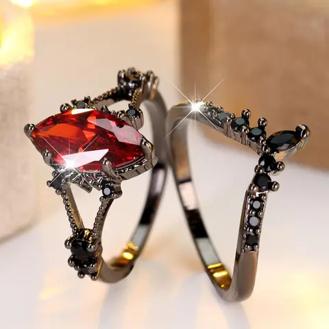 Vintage Artificial Gemstone Decorated, Fashion Punk Style Jewelry for Party, Daily Clothing Decor, Trendy All-match & Exquisite Jewelry for Birthday Gift, Artificial Zircon Ring