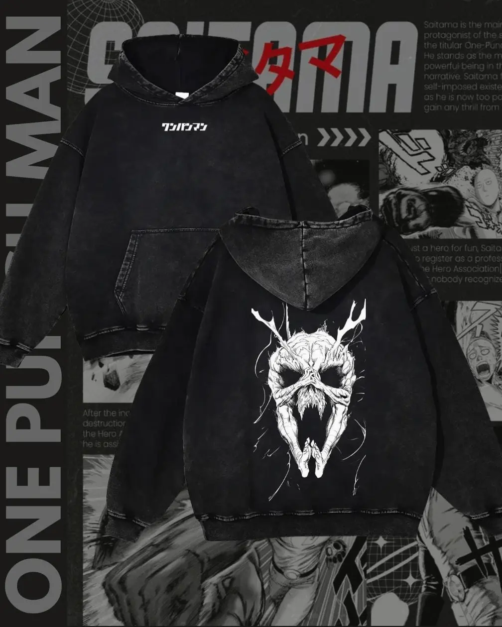 One Punch Man Oversized Hoodie, 2 sided Anime Streetwear, Winter Cotton