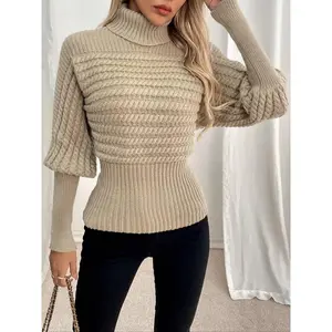 WOMEN'S TURTLENECK KNITTED PULLOVER - SOFT, SKIN-FRIENDLY, STRETCHY, ELEGANT & STYLISH FOR AUTUMN/WINTER DAILY & DATES