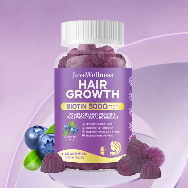 JuveWellness Biotin Gummies for Hair, Skin & Nails Growth | Biotin 5,000mcg，Collagen，Magnesium，Saw Palmetto vitamins