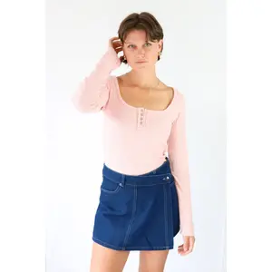 Soft Henley Top in Pink