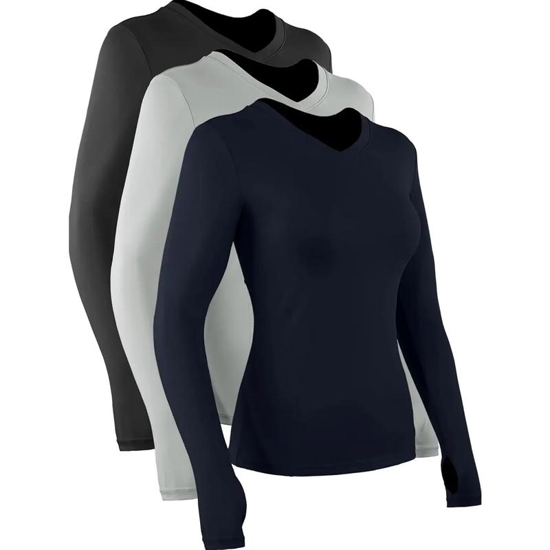 Women long Sleeve Shirt for Workout Dry Fit Yoga t Shirts V-Neck