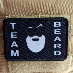 Team beard  meme funny 2"x3"  removable morale patch with hook and loop backing