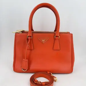 Pre-owned PRADA leather Crossbody Bags Orange Galleria Medium Saffiano Bag